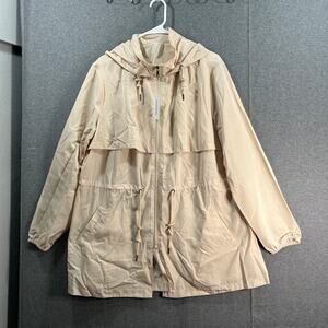 zuda Woven Cinched Waist Hooded Anorak Jacket Sand Size X-Large